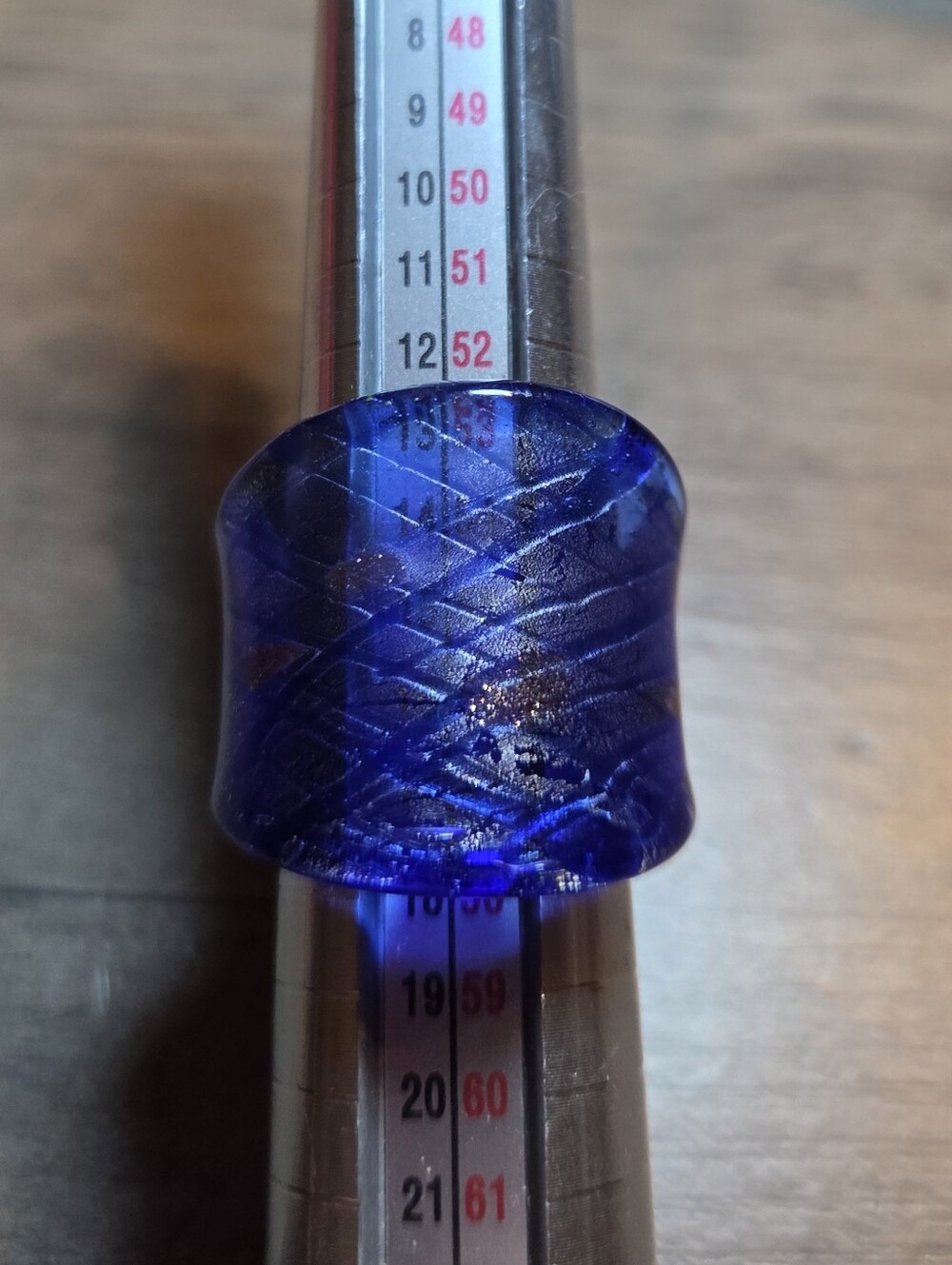 Cobalt Blue Textured Glass Ring Size 7